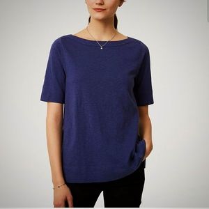 Loft XS Blue Cotton Boatneck Tee